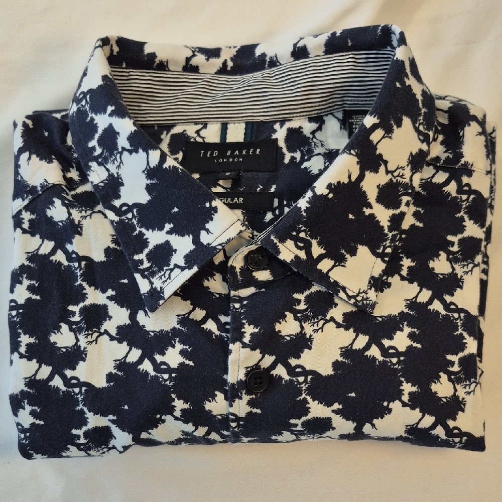 Ted Baker London Mens Short Sleeve  Black and White Button Down Shirt RN95229 - Picture 8 of 12